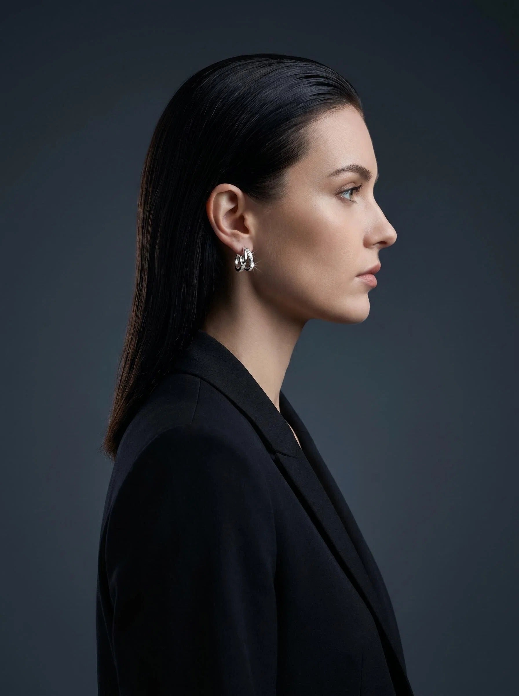 Platinum Plated Double Hoop Earrings