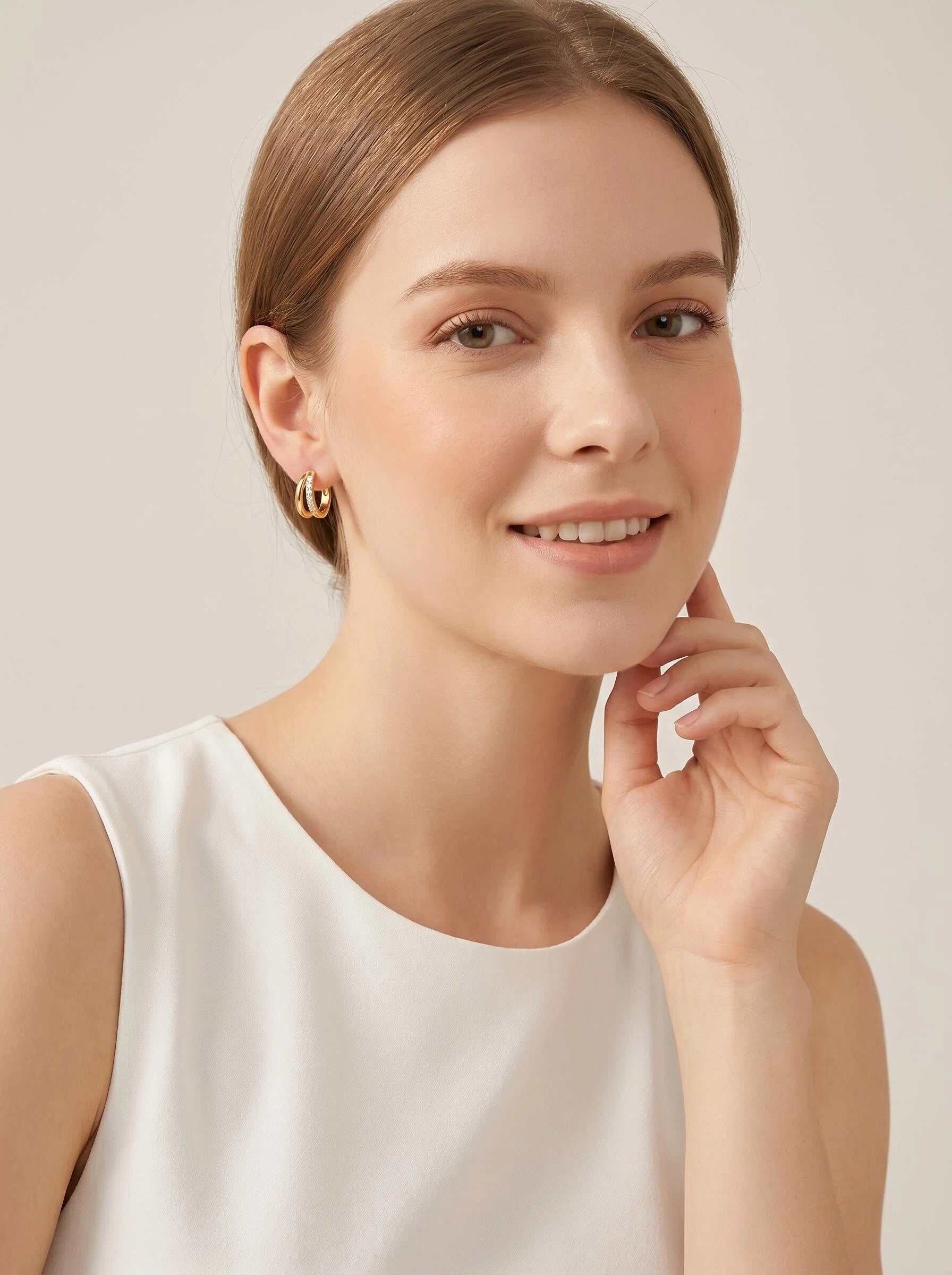 Platinum Plated Double Hoop Earrings