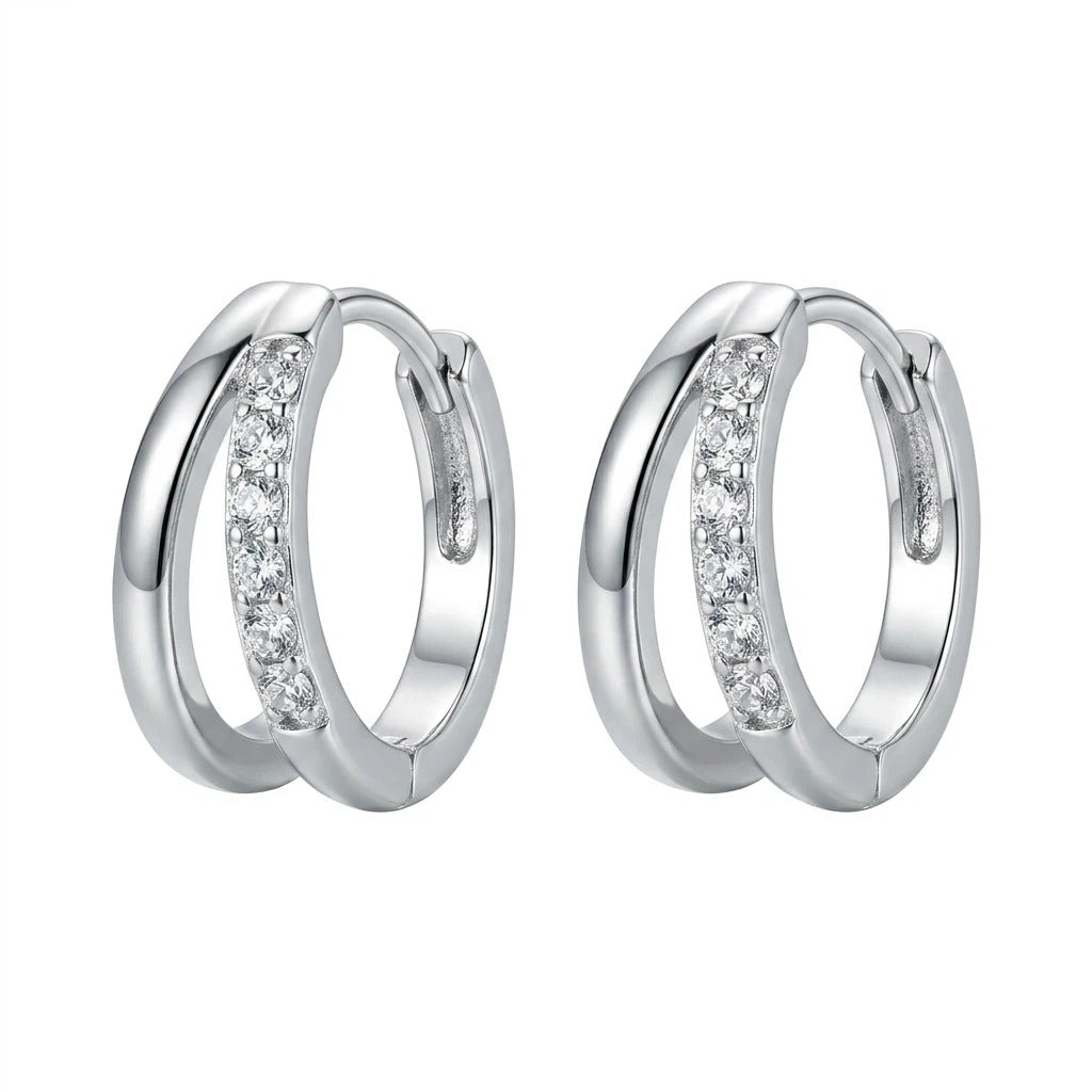 Platinum Plated Double Hoop Earrings