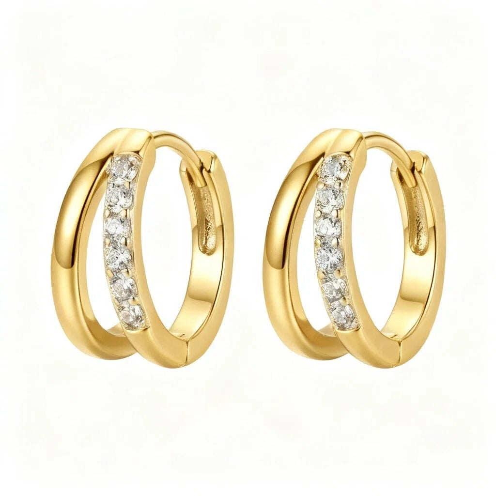 Platinum Plated Double Hoop Earrings